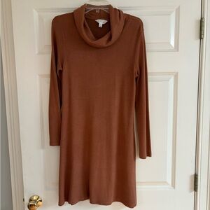 Market & Spruce Rust Long Sleeve Cowl Neck Dress